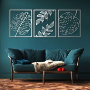 3-Piece White Metal Leaf Wall Art