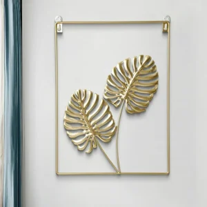 Golden Tropical Leaf Metal Wall Art